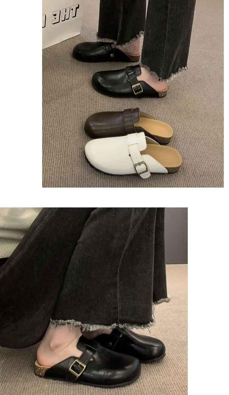 Thick-Soled Birkenstock Shoes for Women Wholesale New French-Style Retro Clogs Flat Lazy Casual Mules — feature 10