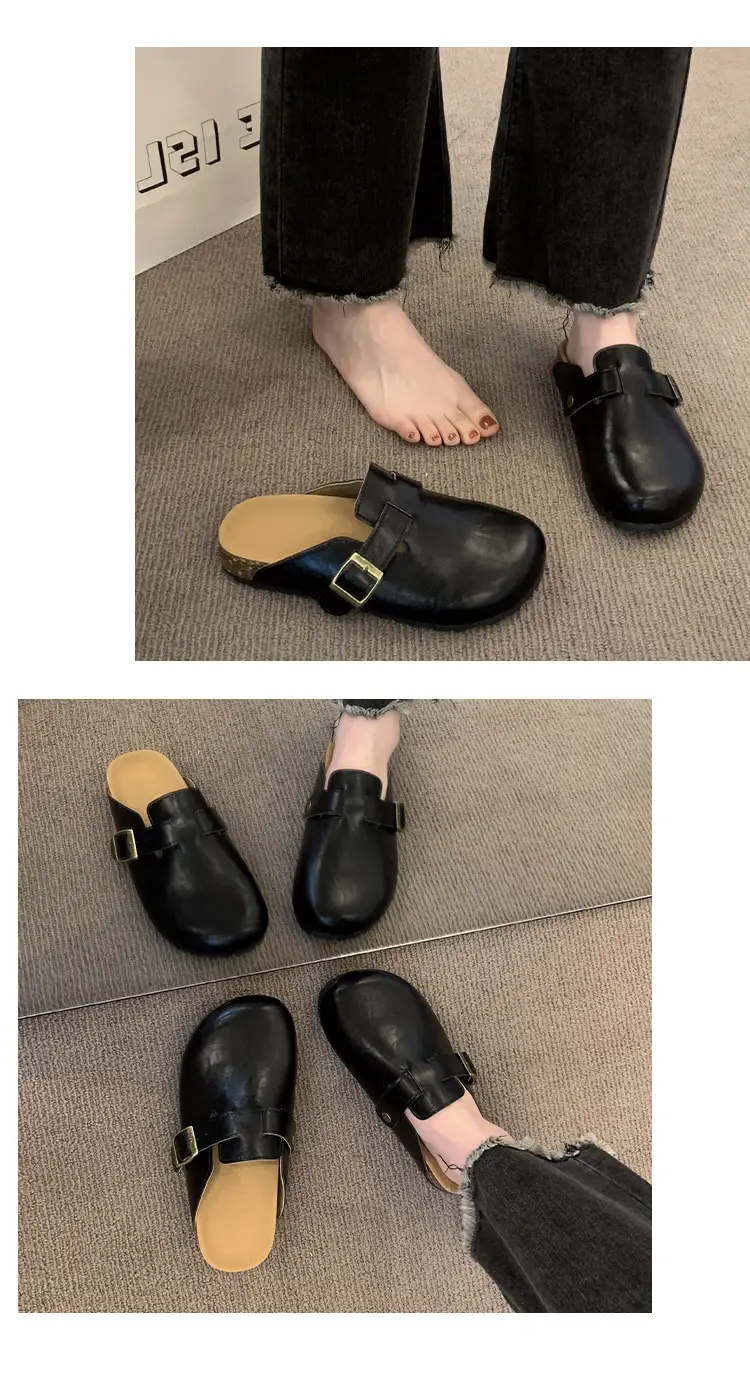 Thick-Soled Birkenstock Shoes for Women Wholesale New French-Style Retro Clogs Flat Lazy Casual Mules — feature 11