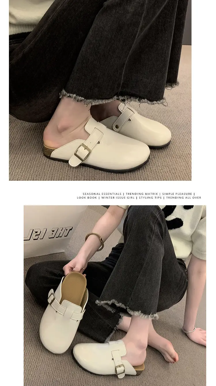 Thick-Soled Birkenstock Shoes for Women Wholesale New French-Style Retro Clogs Flat Lazy Casual Mules — feature 12