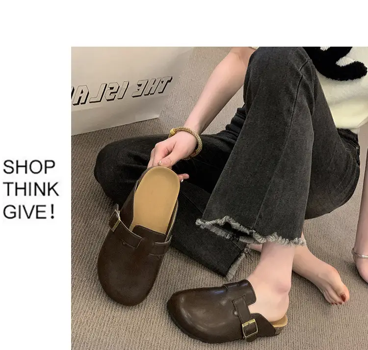 Thick-Soled Birkenstock Shoes for Women Wholesale New French-Style Retro Clogs Flat Lazy Casual Mules — feature 14