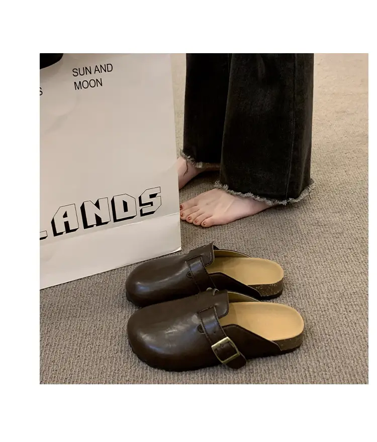 Thick-Soled Birkenstock Shoes for Women Wholesale New French-Style Retro Clogs Flat Lazy Casual Mules — feature 15