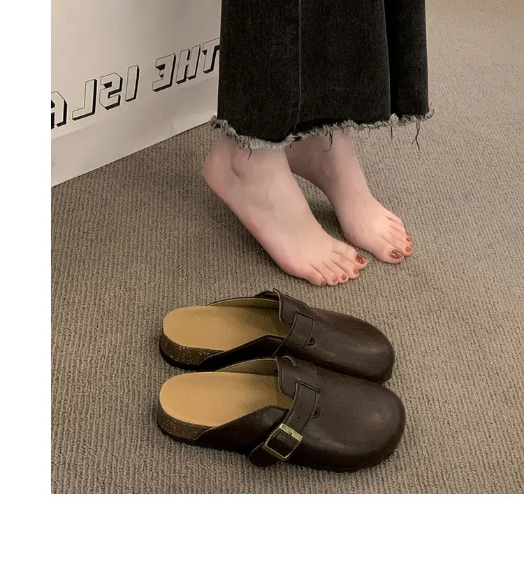 Thick-Soled Birkenstock Shoes for Women Wholesale New French-Style Retro Clogs Flat Lazy Casual Mules — feature 16
