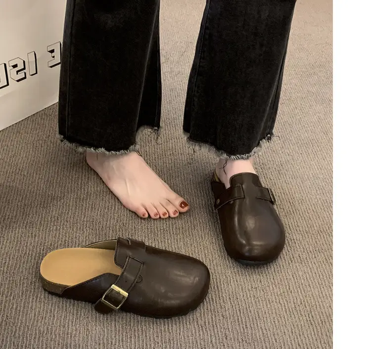 Thick-Soled Birkenstock Shoes for Women Wholesale New French-Style Retro Clogs Flat Lazy Casual Mules — feature 17