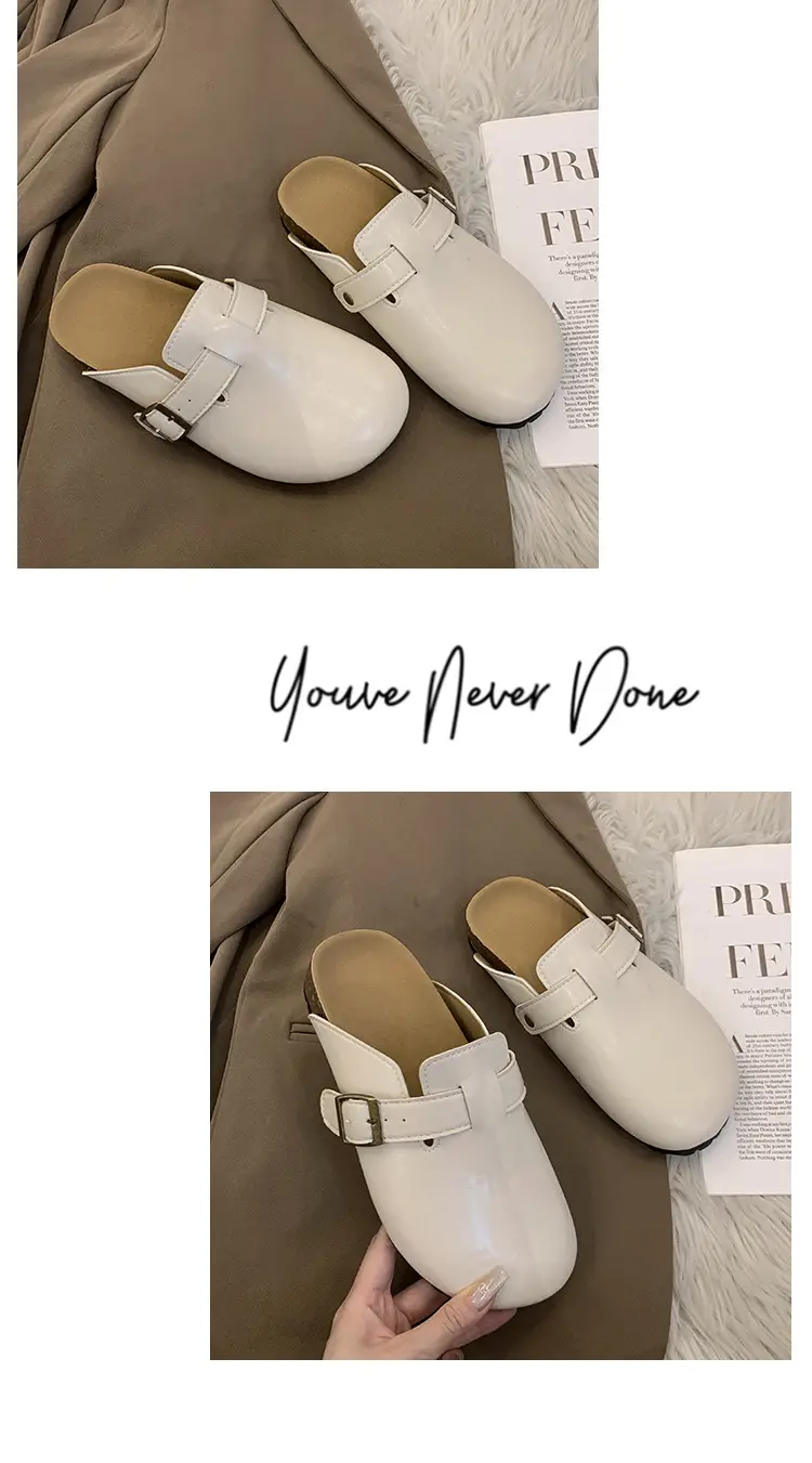 Thick-Soled Birkenstock Shoes for Women Wholesale New French-Style Retro Clogs Flat Lazy Casual Mules — feature 21