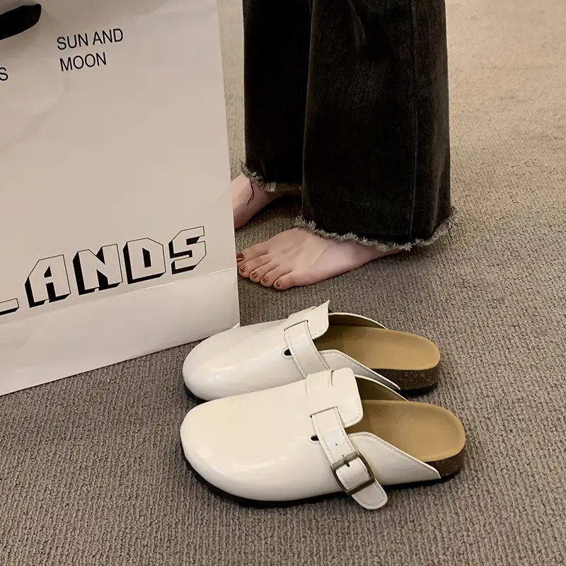 Thick-Soled Birkenstock Shoes for Women Wholesale New French-Style Retro Clogs Flat Lazy Casual Mules - Image 2