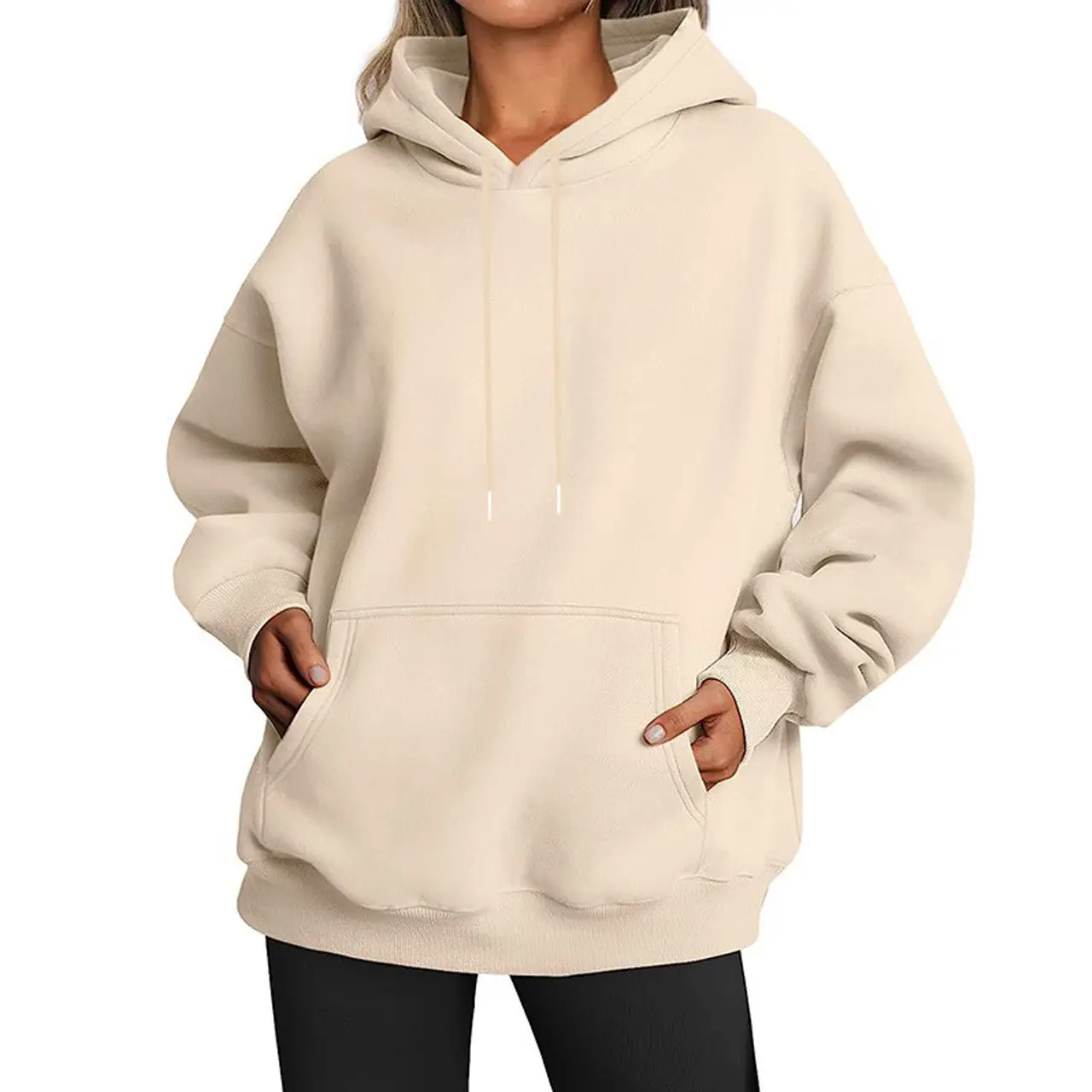 Light Blue Hoodie Sweatshirt Large Men Women Velvet Solid Color - Image 8
