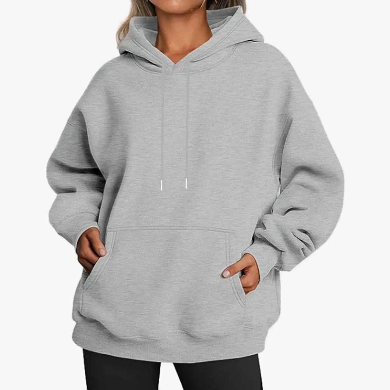 Light Blue Hoodie Sweatshirt Large Men Women Velvet Solid Color - Image 12