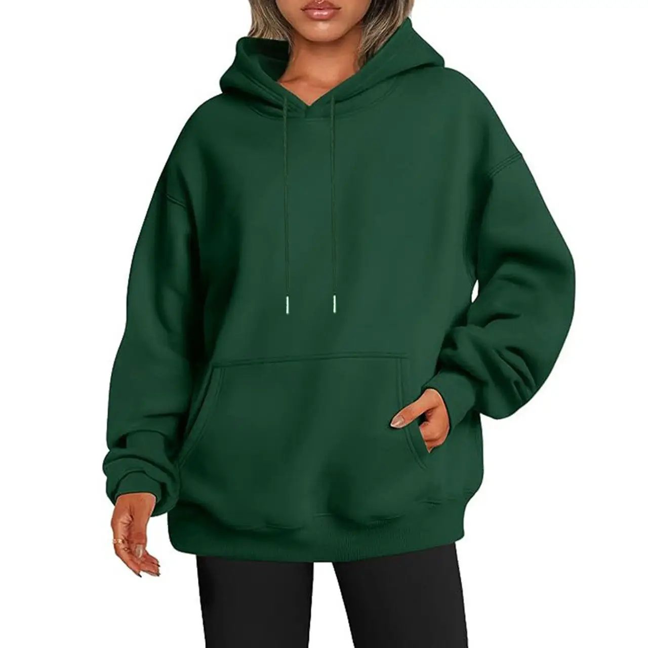 Light Blue Hoodie Sweatshirt Large Men Women Velvet Solid Color - Image 14