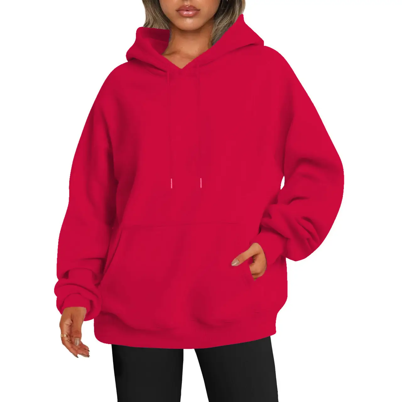 Light Blue Hoodie Sweatshirt Large Men Women Velvet Solid Color - Image 16