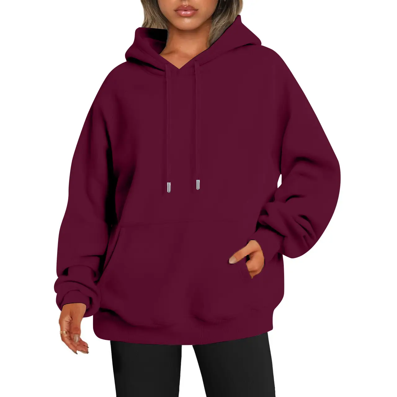 Light Blue Hoodie Sweatshirt Large Men Women Velvet Solid Color - Image 17