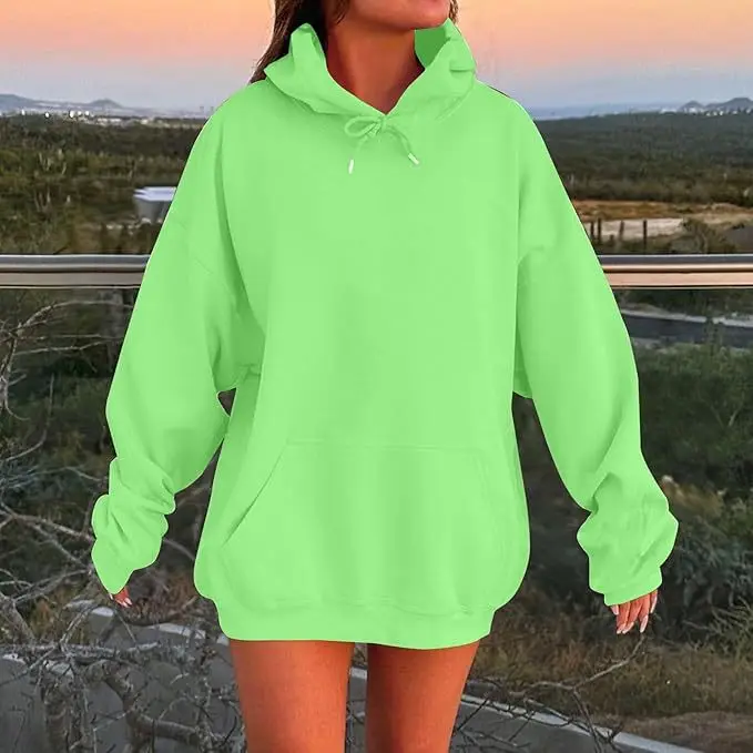 Light Blue Hoodie Sweatshirt Large Men Women Velvet Solid Color - Image 19