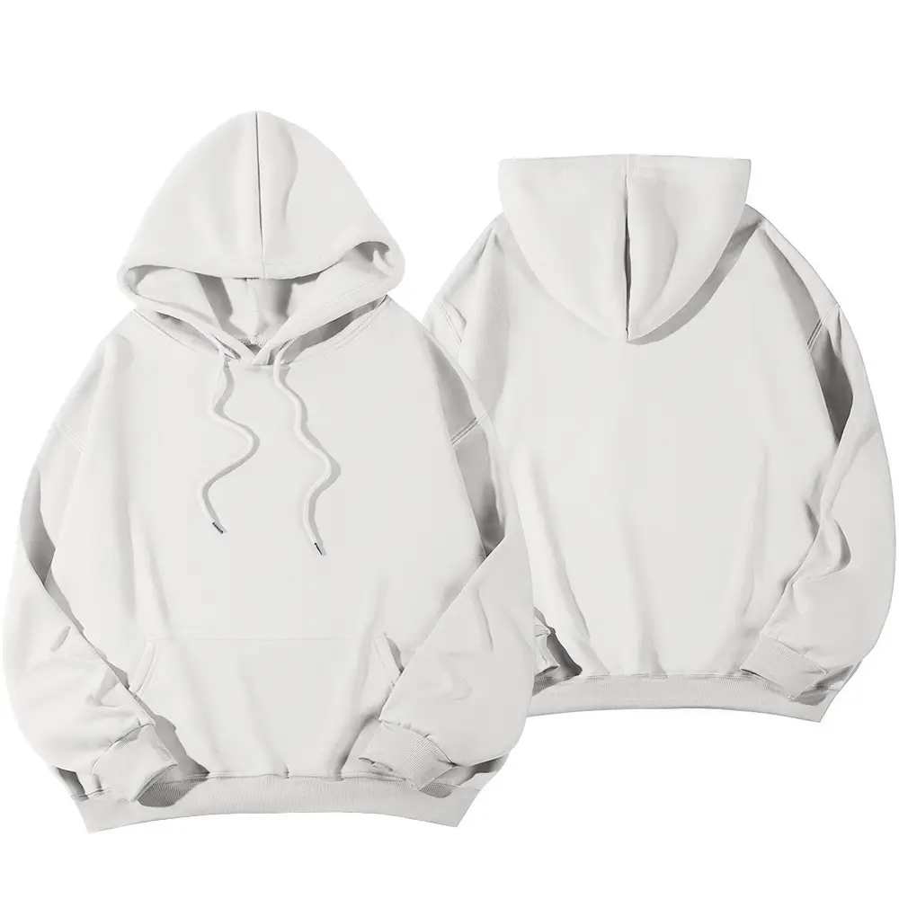 Light Blue Hoodie Sweatshirt Large Men Women Velvet Solid Color - Image 3