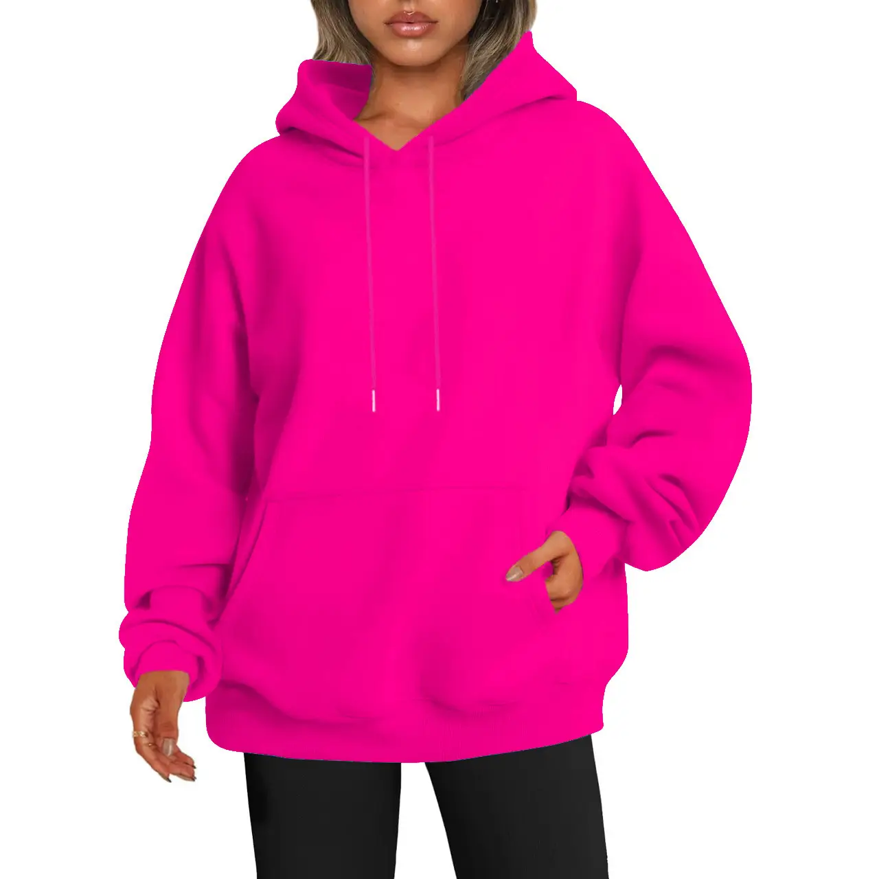 Light Blue Hoodie Sweatshirt Large Men Women Velvet Solid Color - Image 7