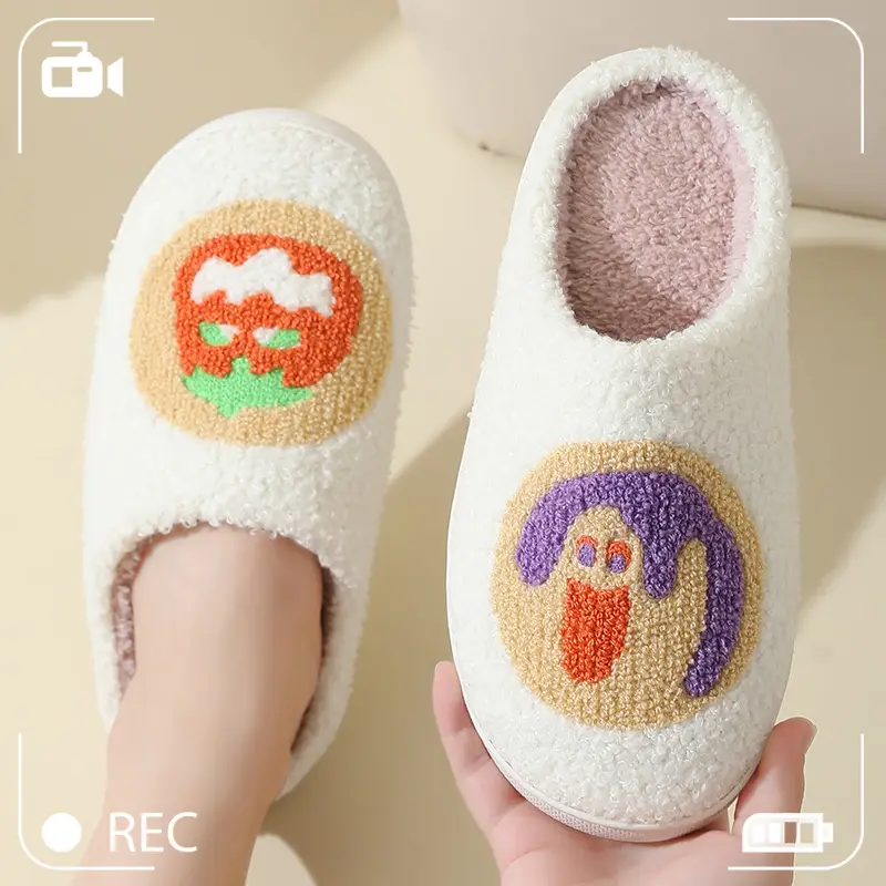 Cross-border New Autumn and Winter Cotton Slippers Home Comfortable Cartoon Embroidery for Men and Women Couple's Thick-soled Warm Indoor Slippers