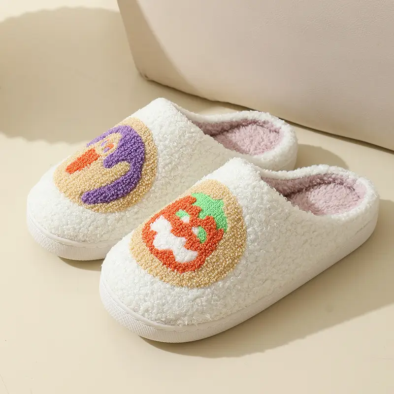 Cross-border New Autumn and Winter Cotton Slippers Home Comfortable Cartoon Embroidery for Men and Women Couple's Thick-soled Warm Indoor Slippers