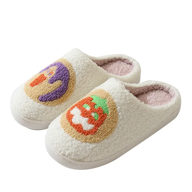 Cross-border New Autumn and Winter Cotton Slippers Home Comfortable Cartoon Embroidery for Men and Women Couple's Thick-soled Warm Indoor Slippers