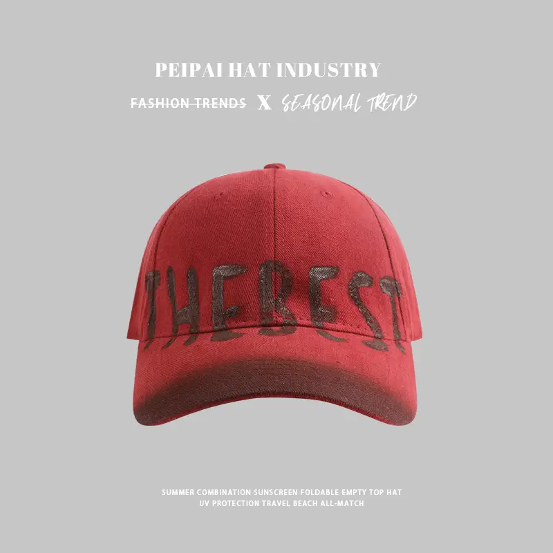 Pei Pai Women's Red Washed Hat with Wide Brim
