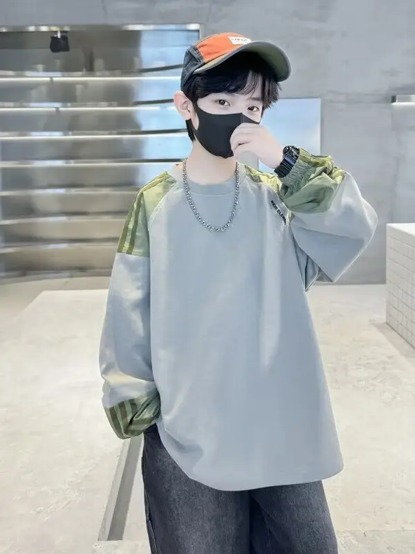 Children's Long Sleeve T-Shirt Grey Green 2024 - Image 3
