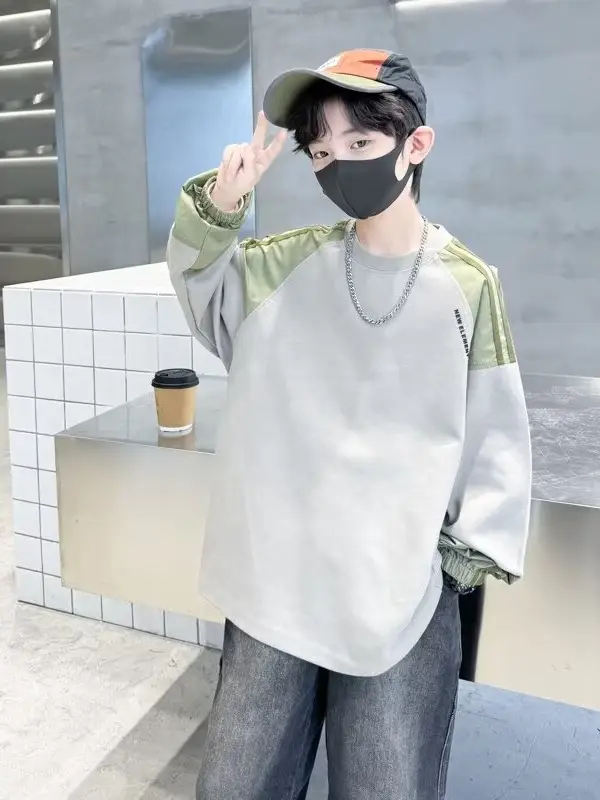 Children's Long Sleeve T-Shirt Grey Green 2024 - Image 5