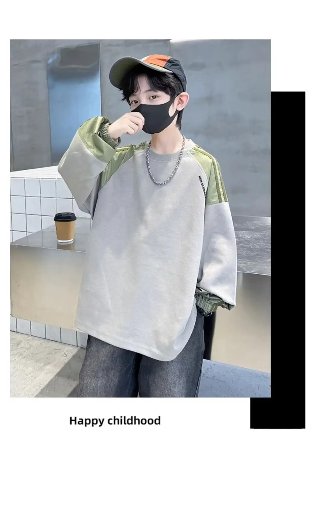 Children's Long Sleeve T-Shirt Grey Green 2024 — feature 12