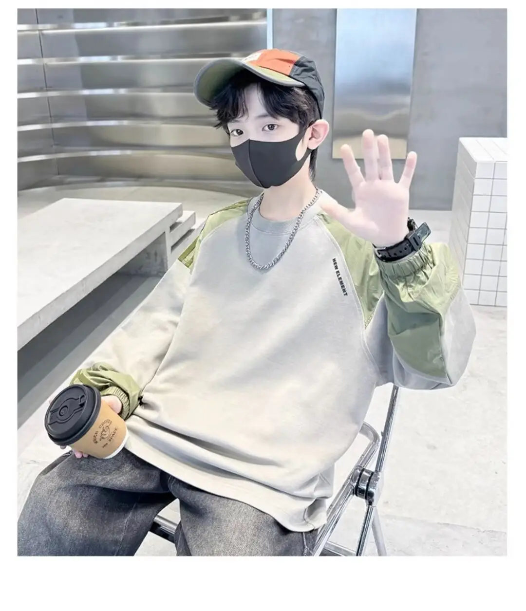 Children's Long Sleeve T-Shirt Grey Green 2024 — feature 13