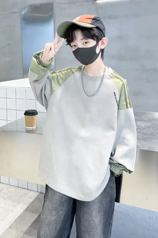 Children's Long Sleeve T-Shirt Grey Green 2024 — feature 17