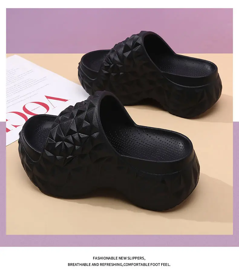 High-heeled Sandals Women's High-end Summer Outer Wear Thick-soled Height-increasing Slide Non-slip Wear-resistant Breathable Eva Slippers · — feature 12
