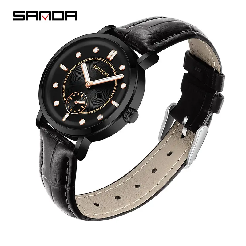 Sanda Women's Black Silicone Strap Quartz Watch - Image 12