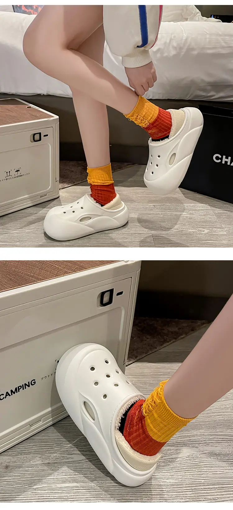 EVA Couple Cotton Slippers Women Winter 2024 New Home Indoor Warm Shoes Thick Sole fleece-lined Hole Shoes Women — feature 11