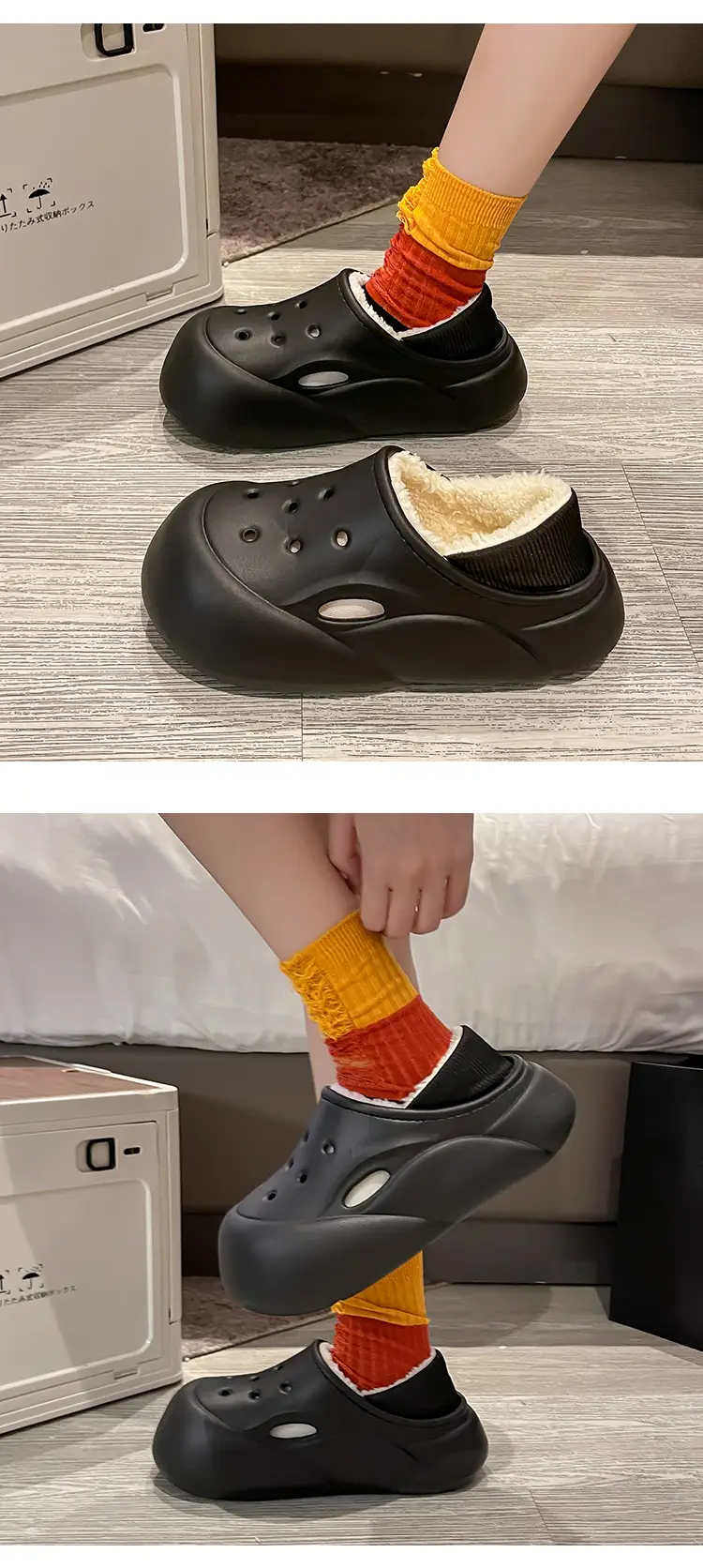 EVA Couple Cotton Slippers Women Winter 2024 New Home Indoor Warm Shoes Thick Sole fleece-lined Hole Shoes Women — feature 13