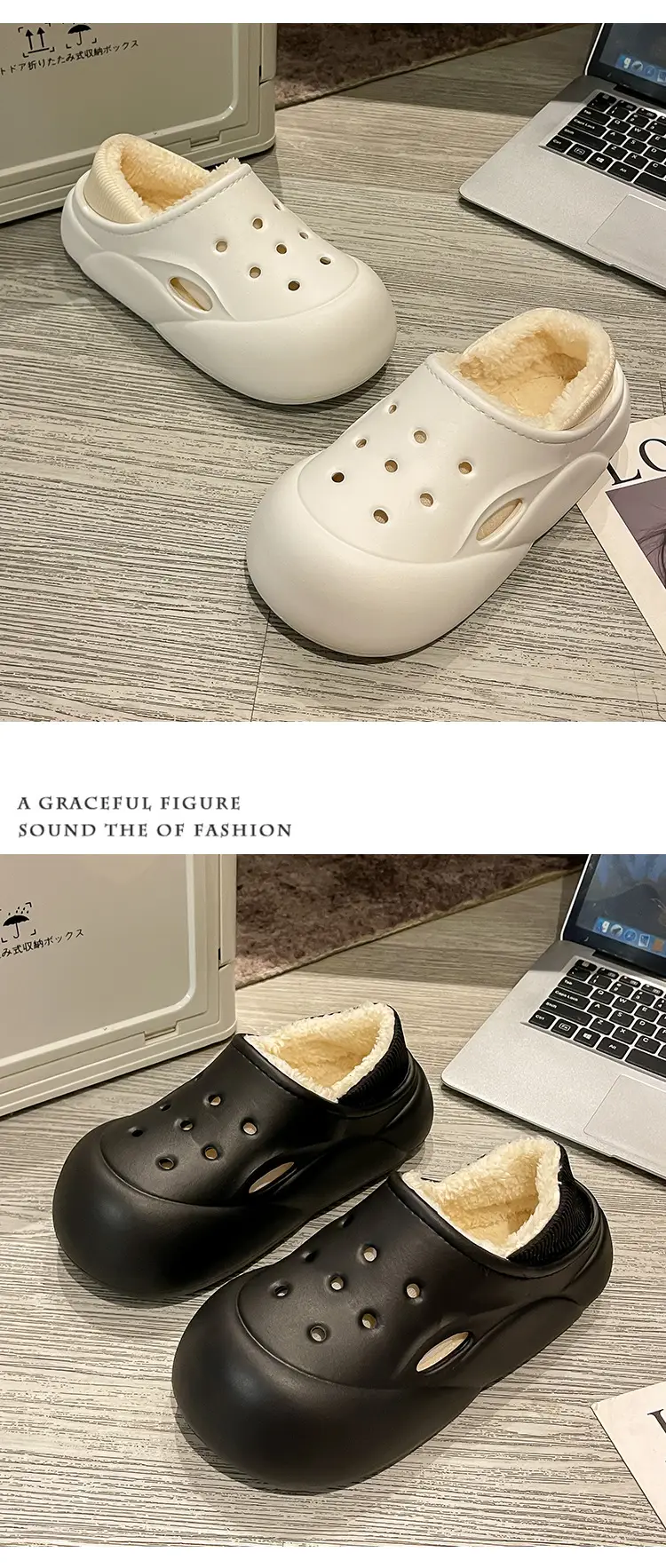 EVA Couple Cotton Slippers Women Winter 2024 New Home Indoor Warm Shoes Thick Sole fleece-lined Hole Shoes Women — feature 17