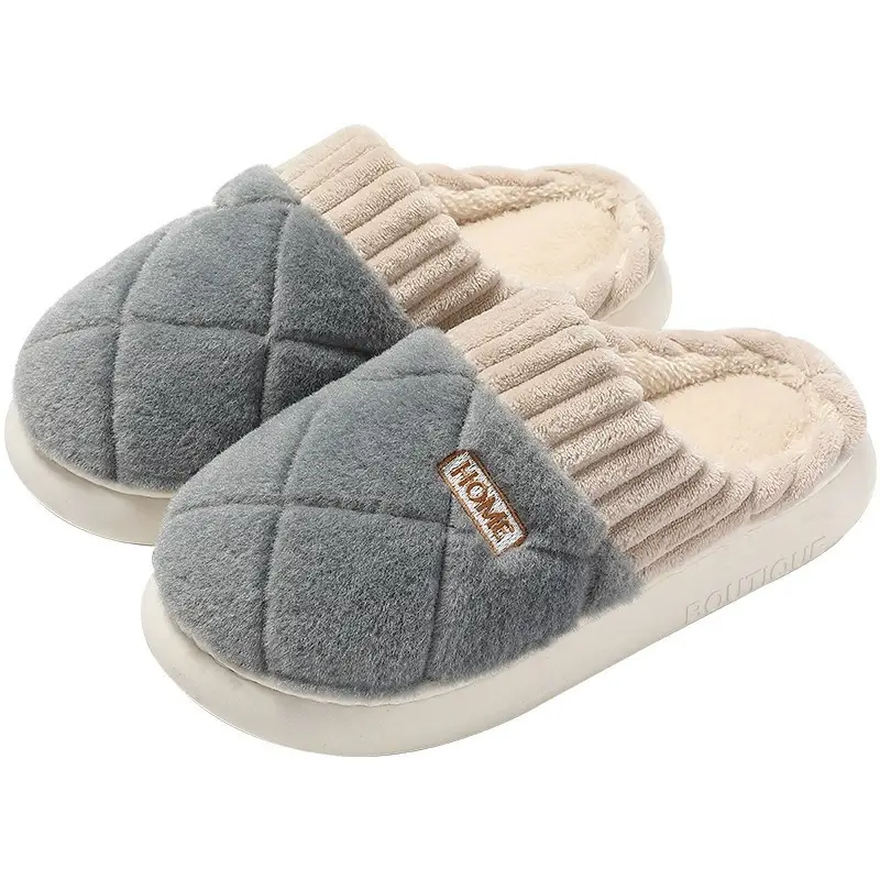 Cotton Slippers Women's Winter Thick Bottom Home Couple's Quiet Non-slip Warm Indoor Autumn and Winter Home Plush Slippers for Men - Image 22