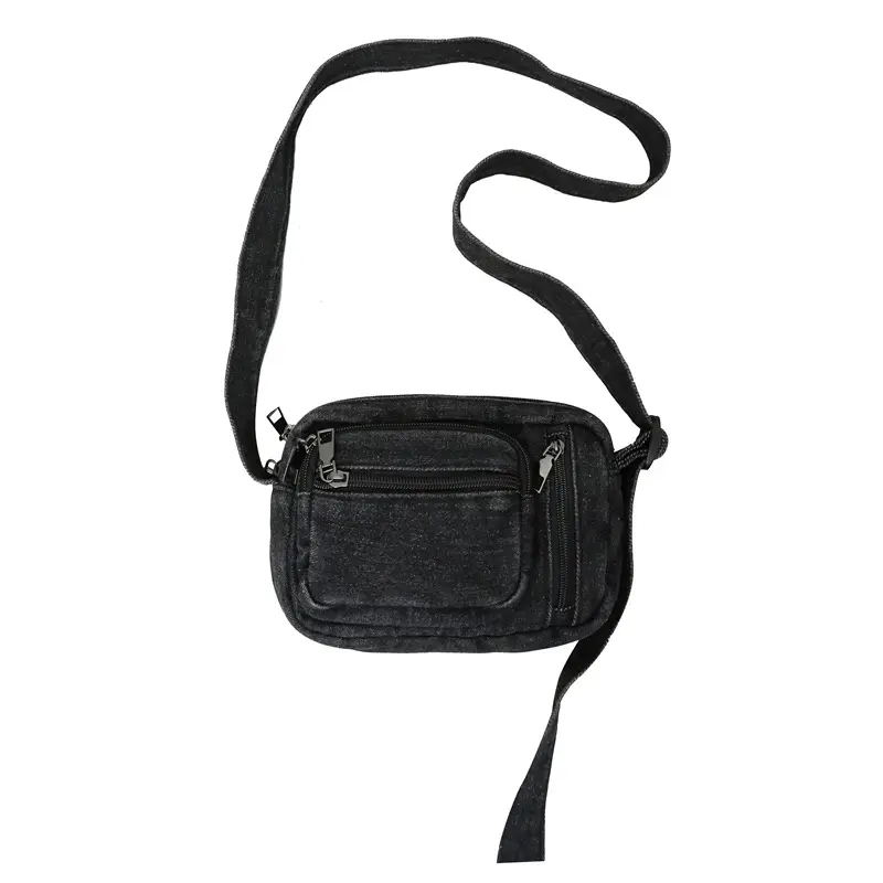 Vintage Washed Denim Phone Bag for Men Women Shoulder Small
