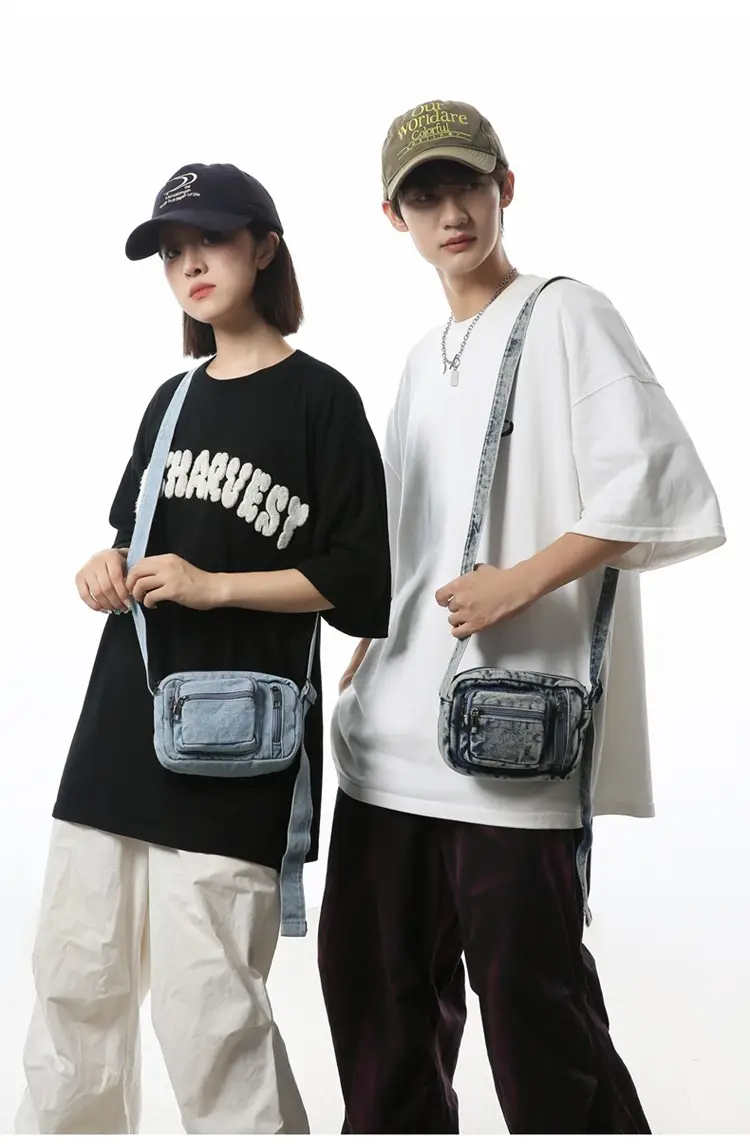 Vintage Washed Denim Phone Bag for Men Women Shoulder Small — feature 10