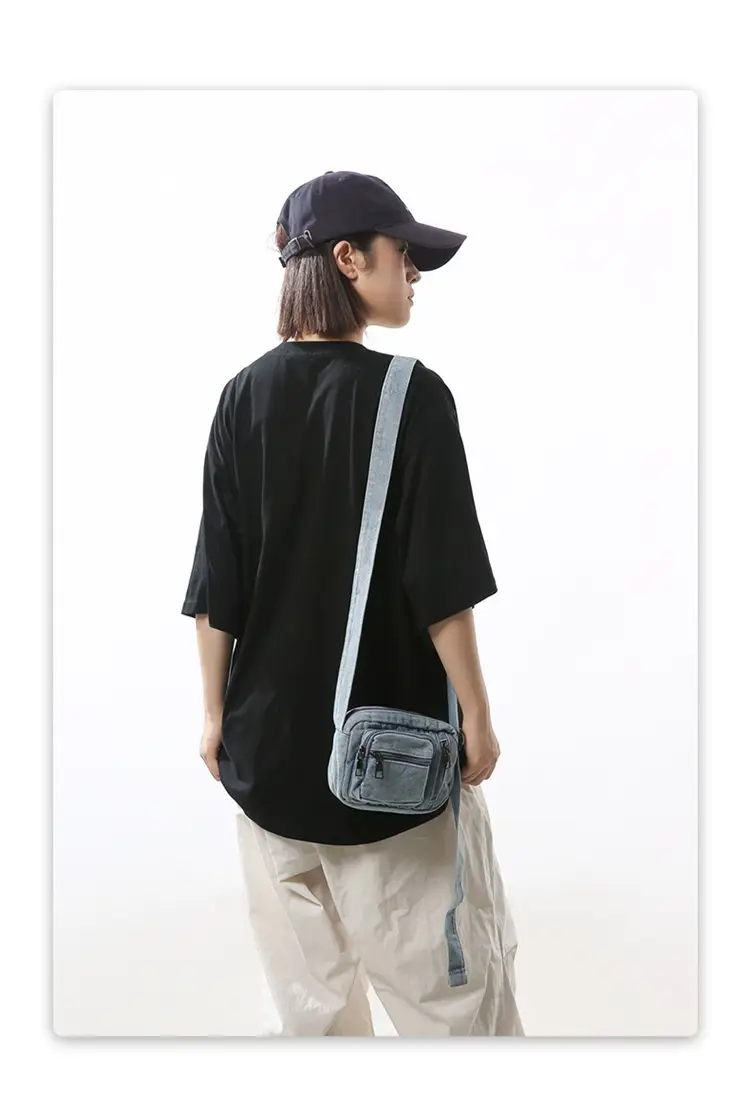 Vintage Washed Denim Phone Bag for Men Women Shoulder Small — feature 13
