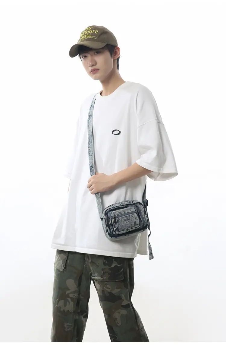 Vintage Washed Denim Phone Bag for Men Women Shoulder Small — feature 19