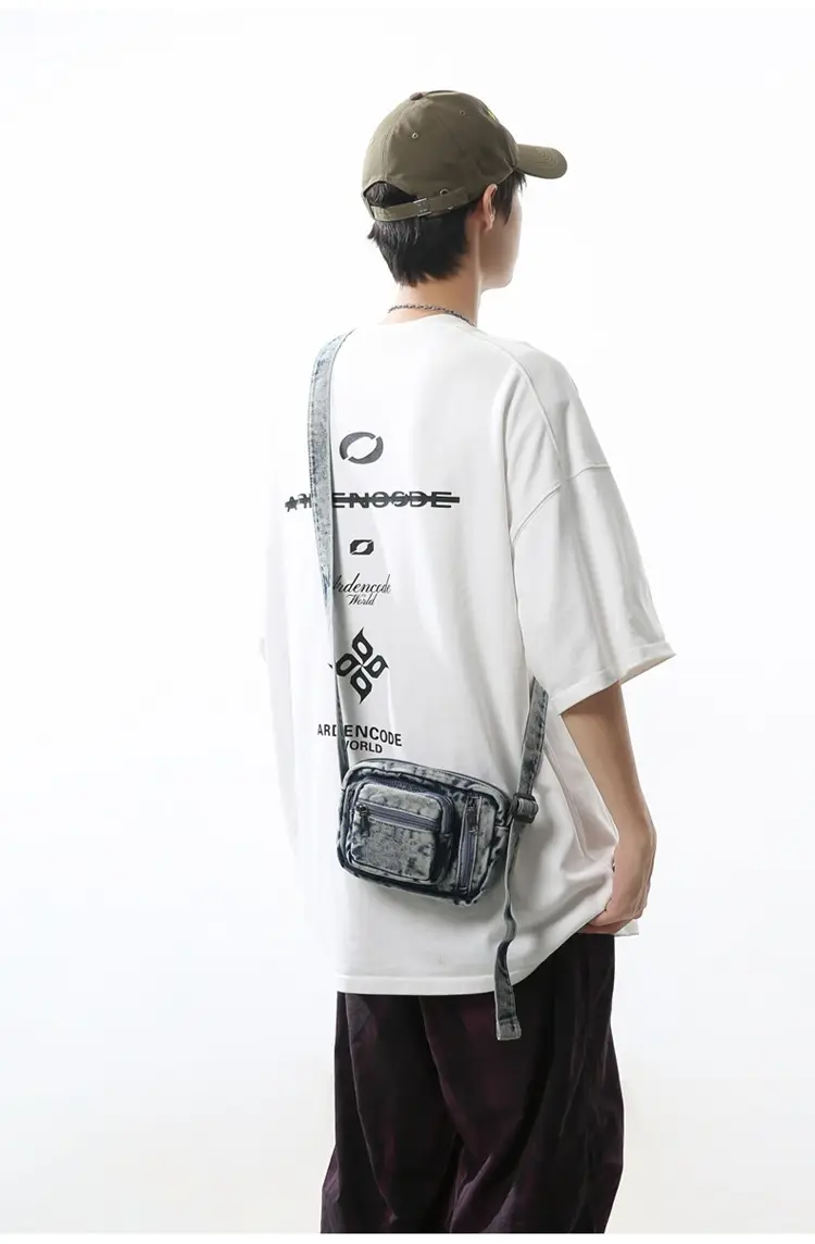 Vintage Washed Denim Phone Bag for Men Women Shoulder Small — feature 21