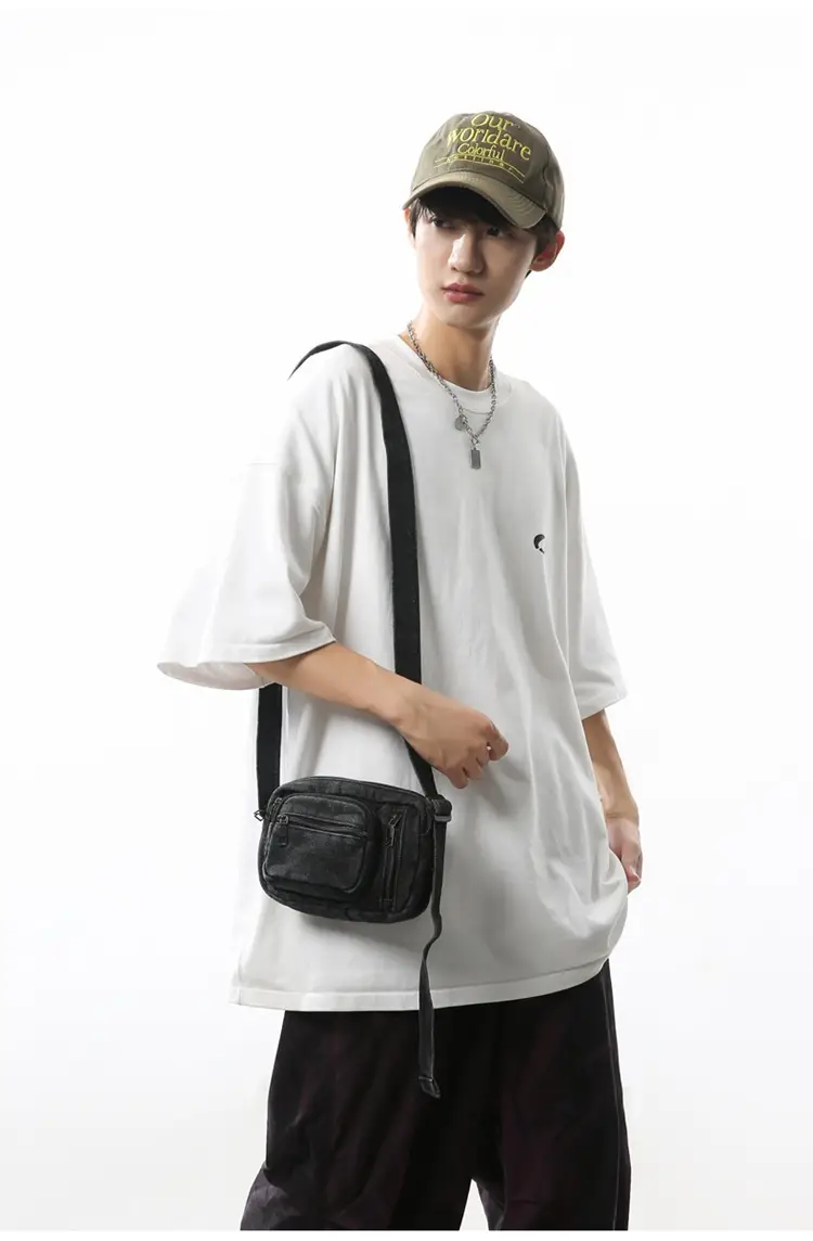 Vintage Washed Denim Phone Bag for Men Women Shoulder Small — feature 22