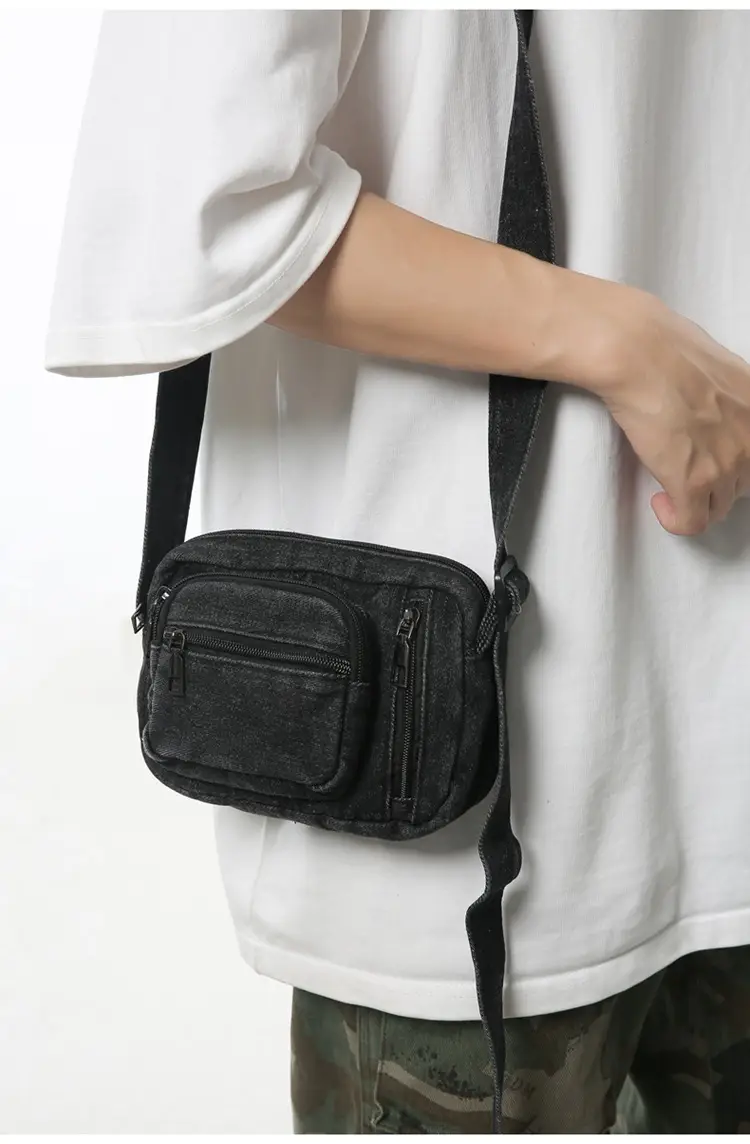 Vintage Washed Denim Phone Bag for Men Women Shoulder Small — feature 26