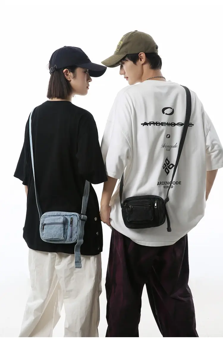 Vintage Washed Denim Phone Bag for Men Women Shoulder Small — feature 6