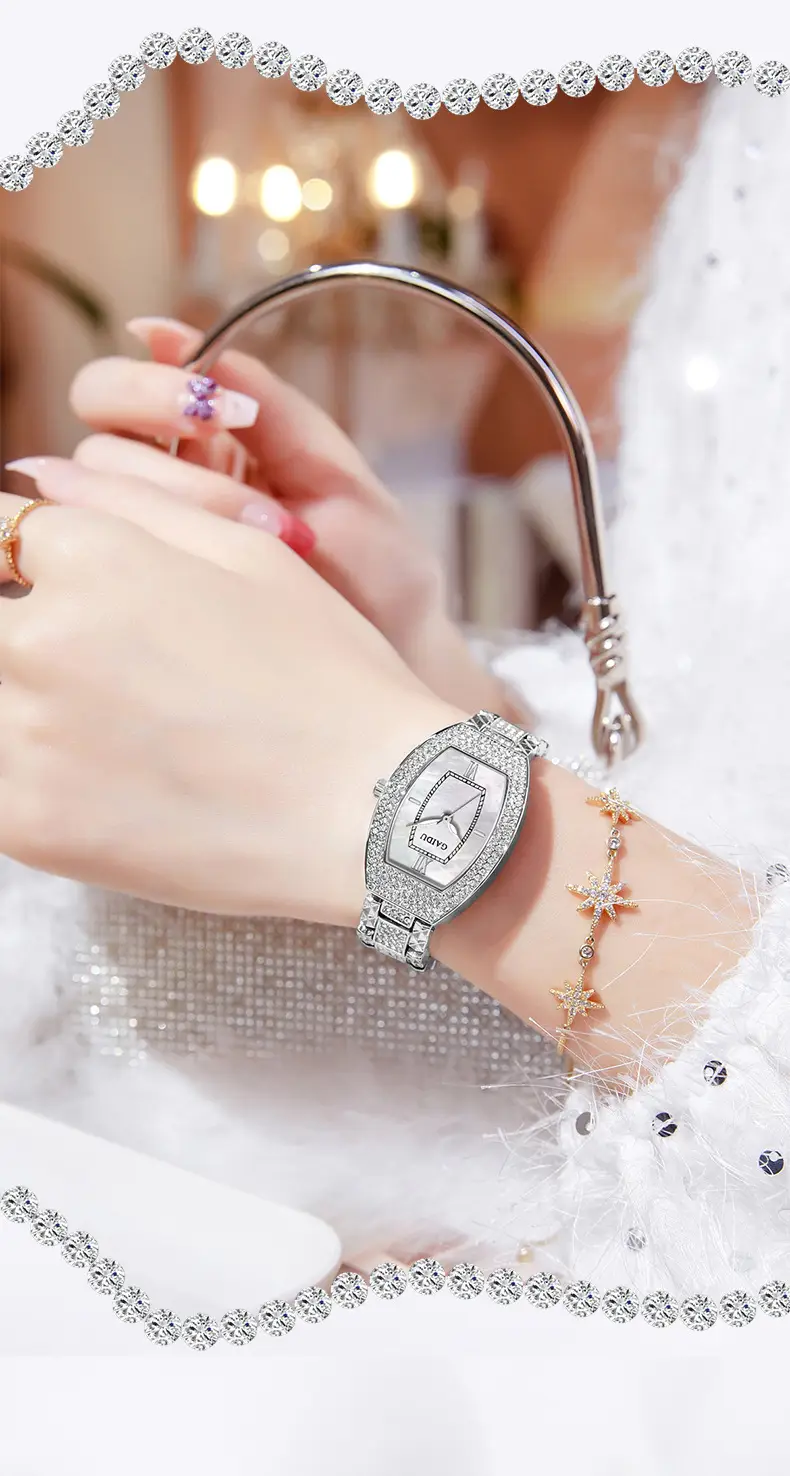 Kaidu Women's Star Diamond Watch Silver Chain Strap — feature 18
