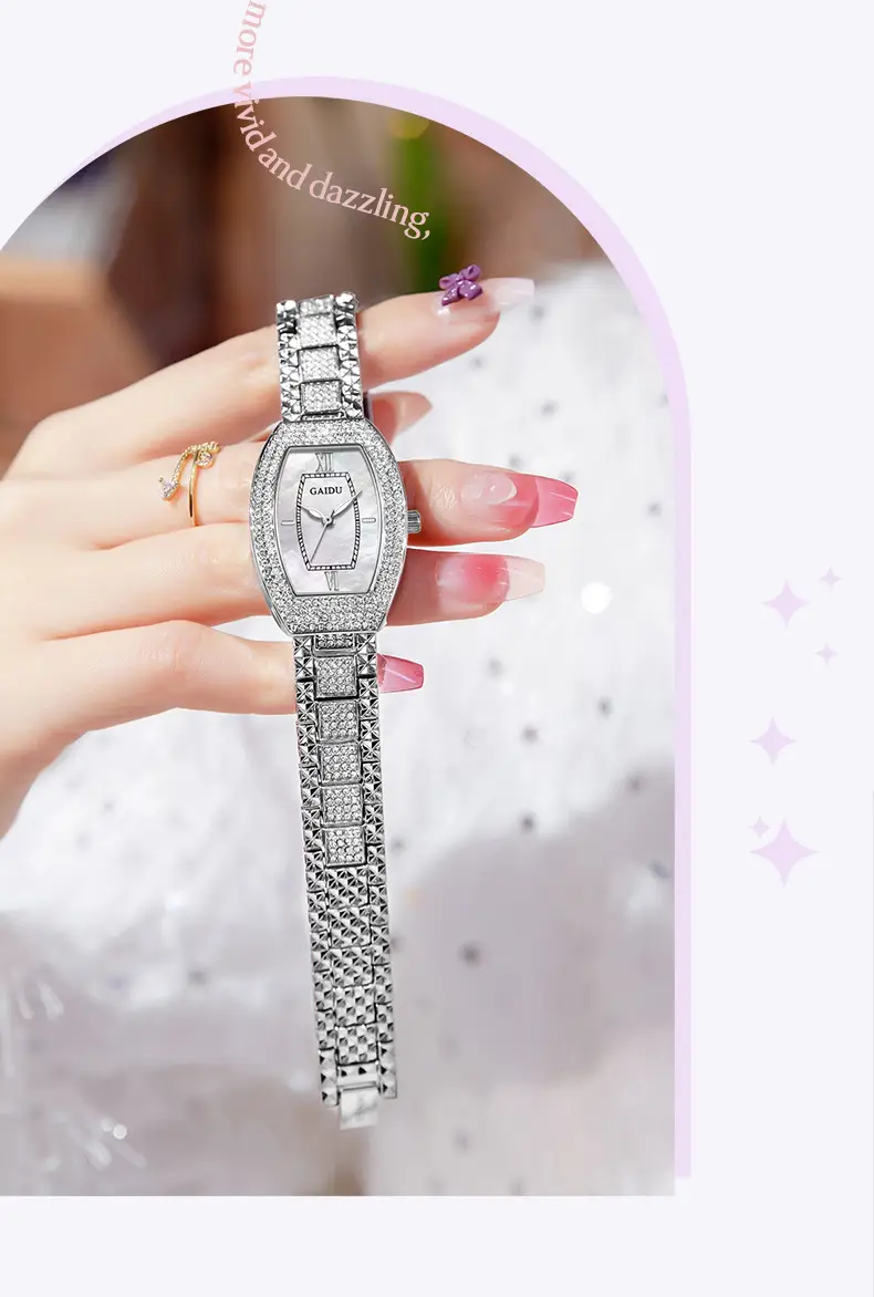 Kaidu Women's Star Diamond Watch Silver Chain Strap — feature 22