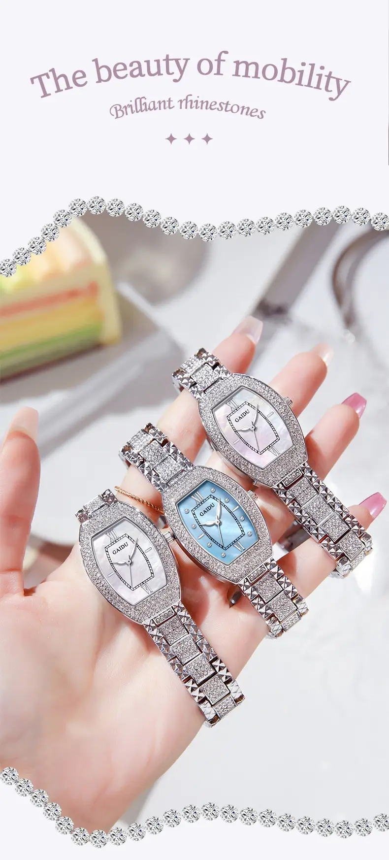 Kaidu Women's Star Diamond Watch Silver Chain Strap — feature 23