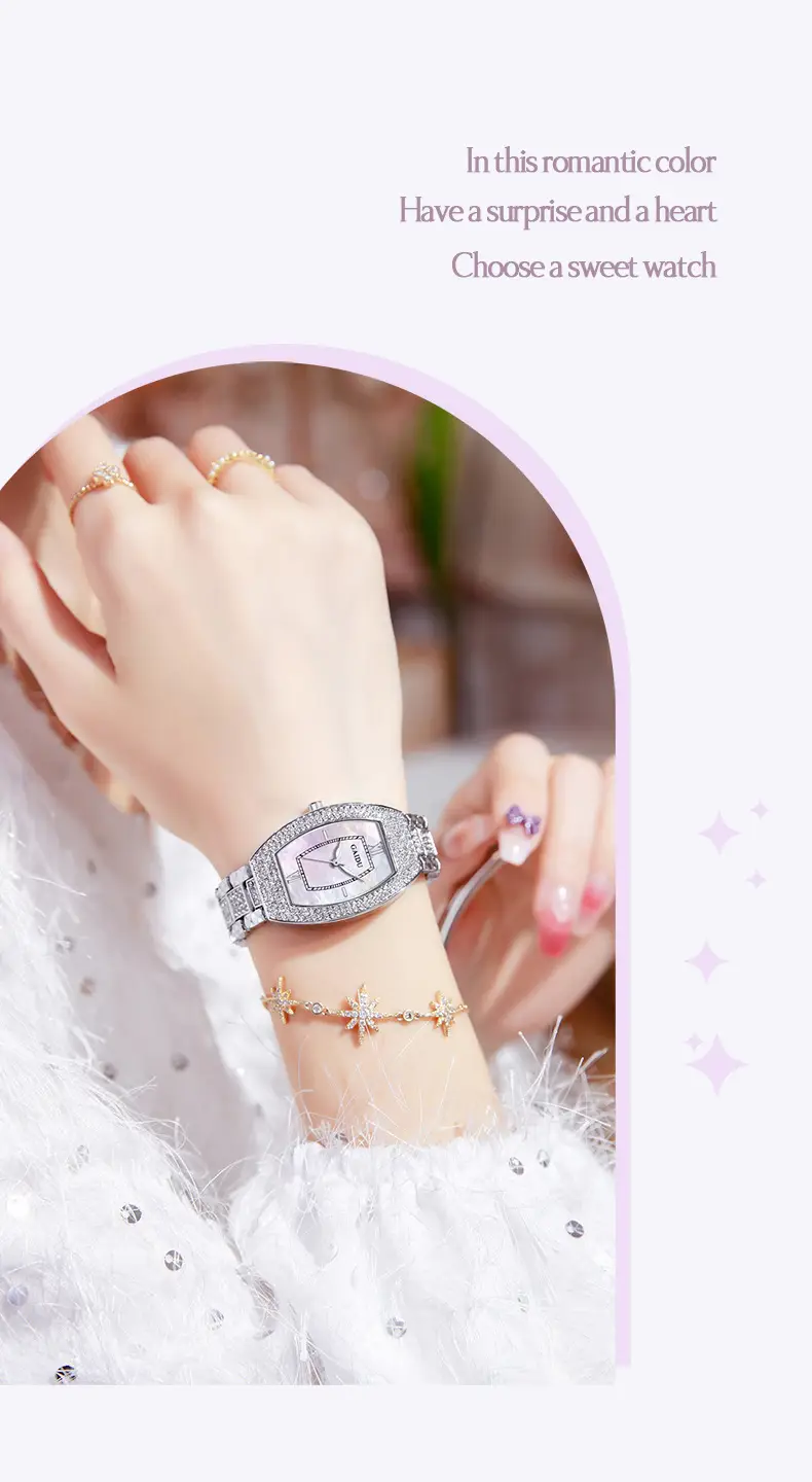Kaidu Women's Star Diamond Watch Silver Chain Strap — feature 24