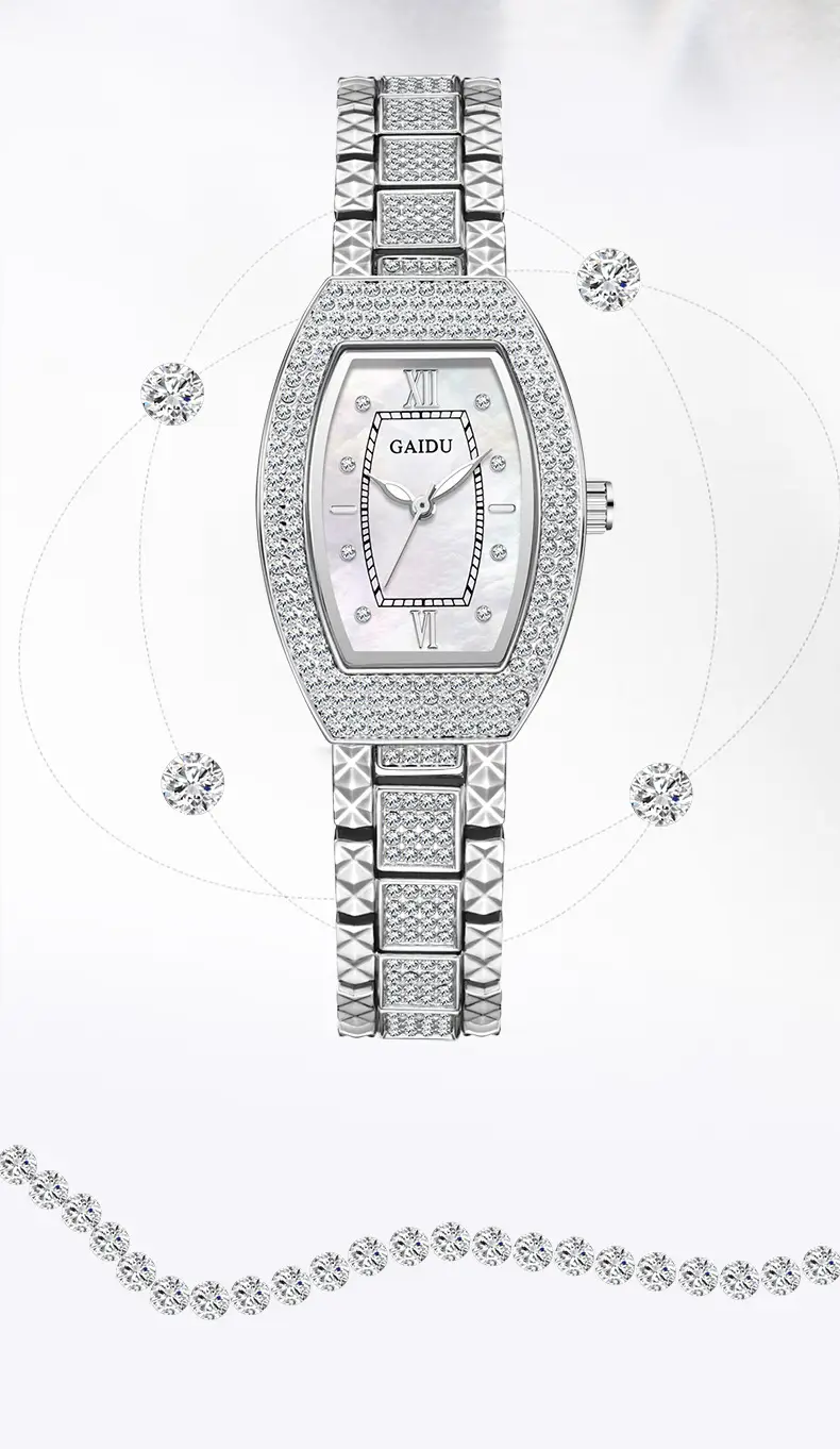 Kaidu Women's Star Diamond Watch Silver Chain Strap — feature 6