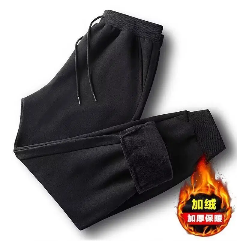 Men Fleece Lined Sweatpants Black Warm Winter Pants — feature 8