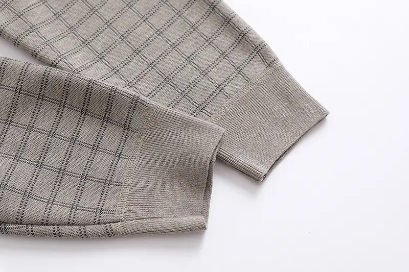 Men Fleece Long Sleeve Sweater Grey Thickened — feature 13