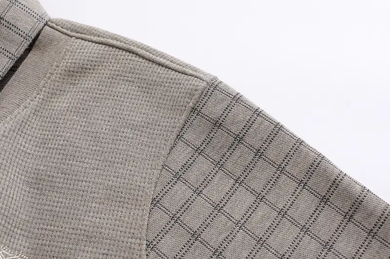 Men Fleece Long Sleeve Sweater Grey Thickened — feature 14