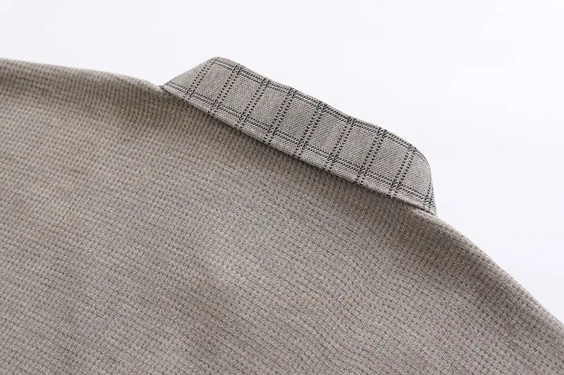 Men Fleece Long Sleeve Sweater Grey Thickened — feature 15