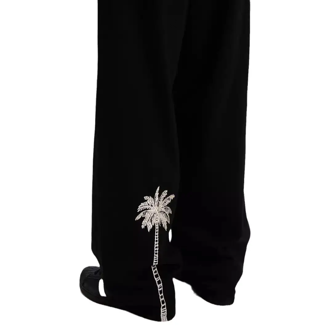 Men's Embroidered Black Straight Jeans Autumn Winter